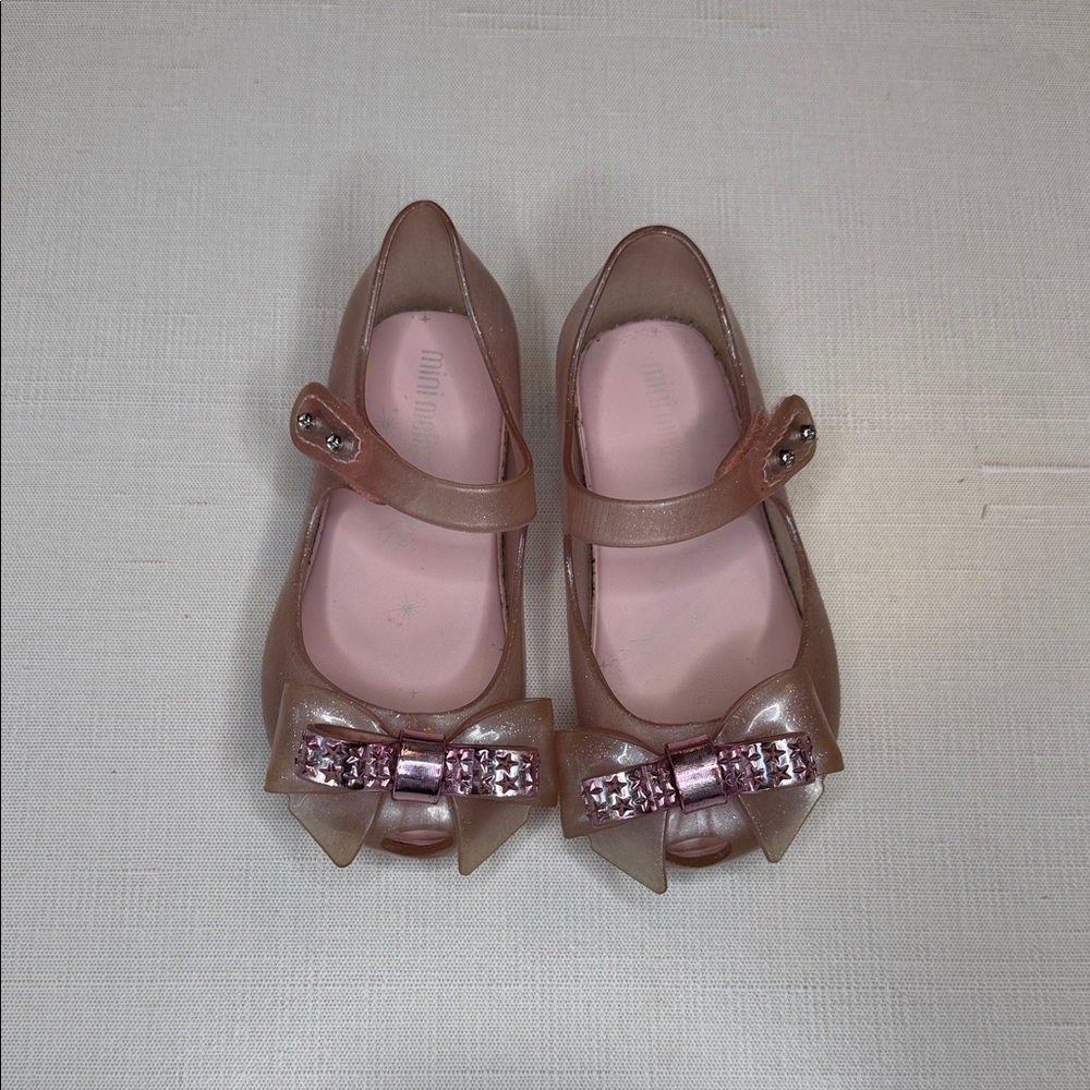 Mini Melissa ultra girl Pink Dress Shoes with Bow